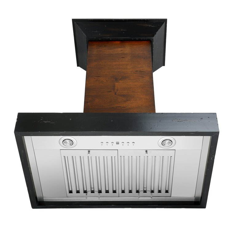30" Walnut and Black Convertible Wall Mount Range Hood