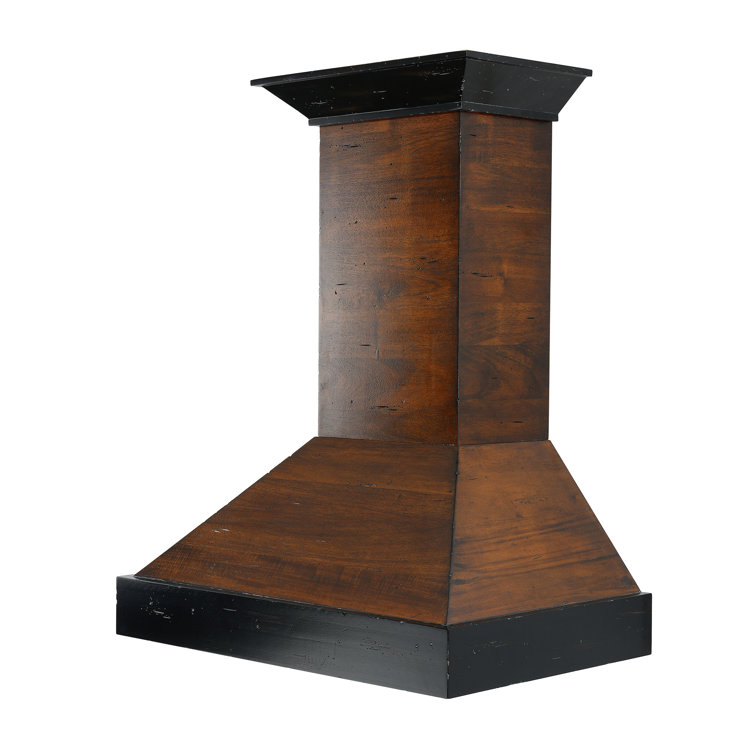 30" Walnut and Black Convertible Wall Mount Range Hood