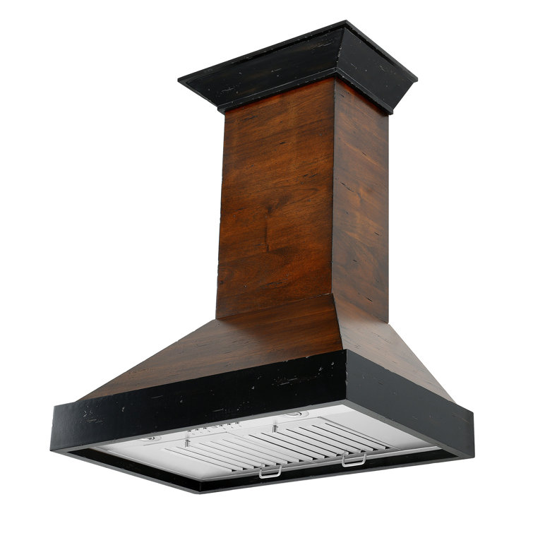 30" Walnut and Black Convertible Wall Mount Range Hood