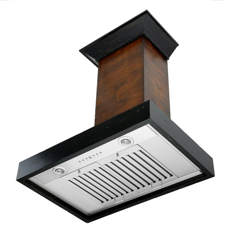 30" Walnut and Black Convertible Wall Mount Range Hood