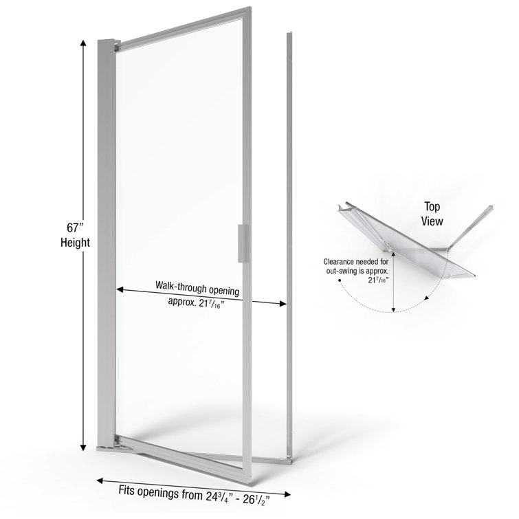 Sopora 26.5" x 67" Chrome Framed Pivot Shower Door