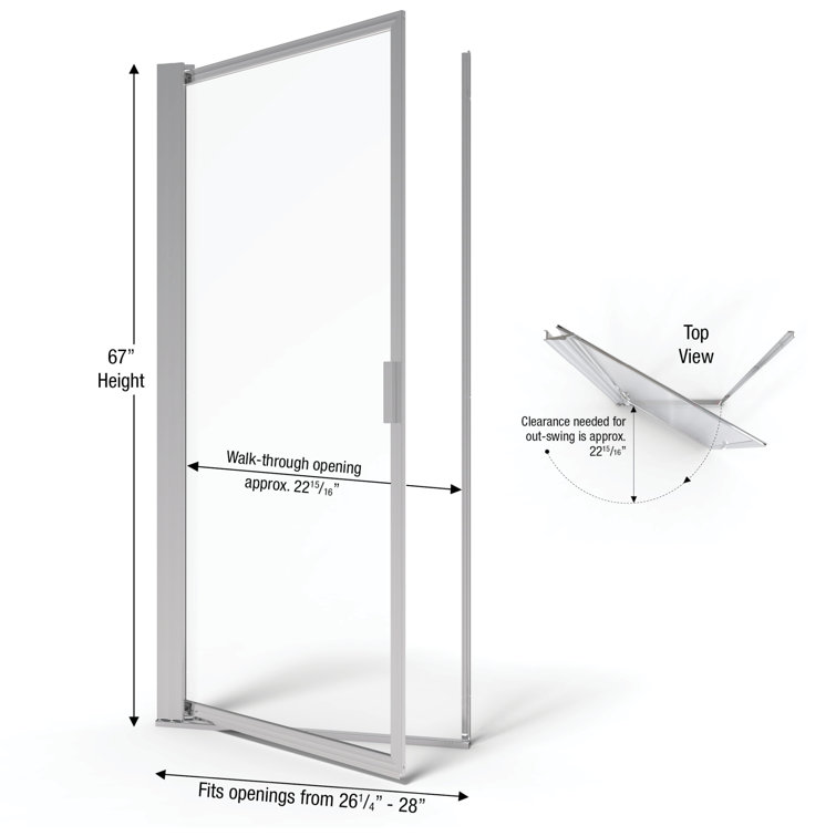 Sopora 28" x 67" Chrome Framed Pivot Shower Door