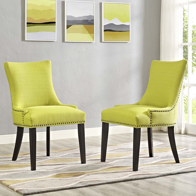 Wheatgrass Upholstered Parsons Side Chair with Wood Legs