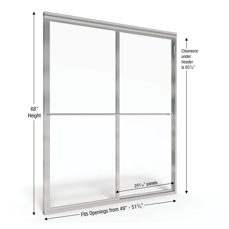 Deluxe Brushed Nickel Sliding Shower Door with Rain Glass