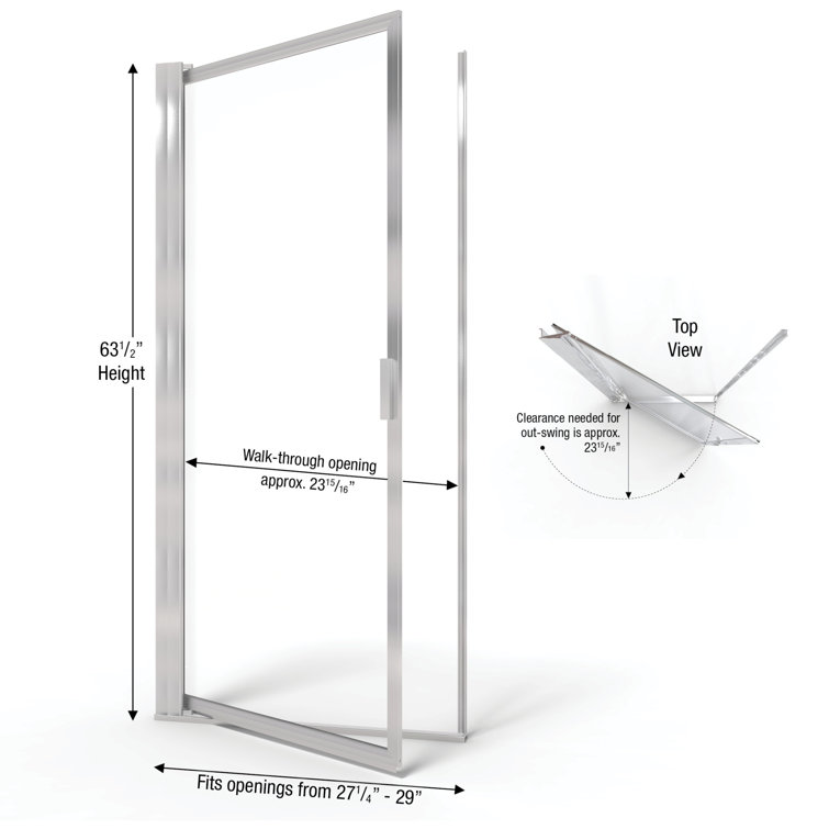 Sopora 27.25" x 63.5" Brushed Nickel Framed Shower Door