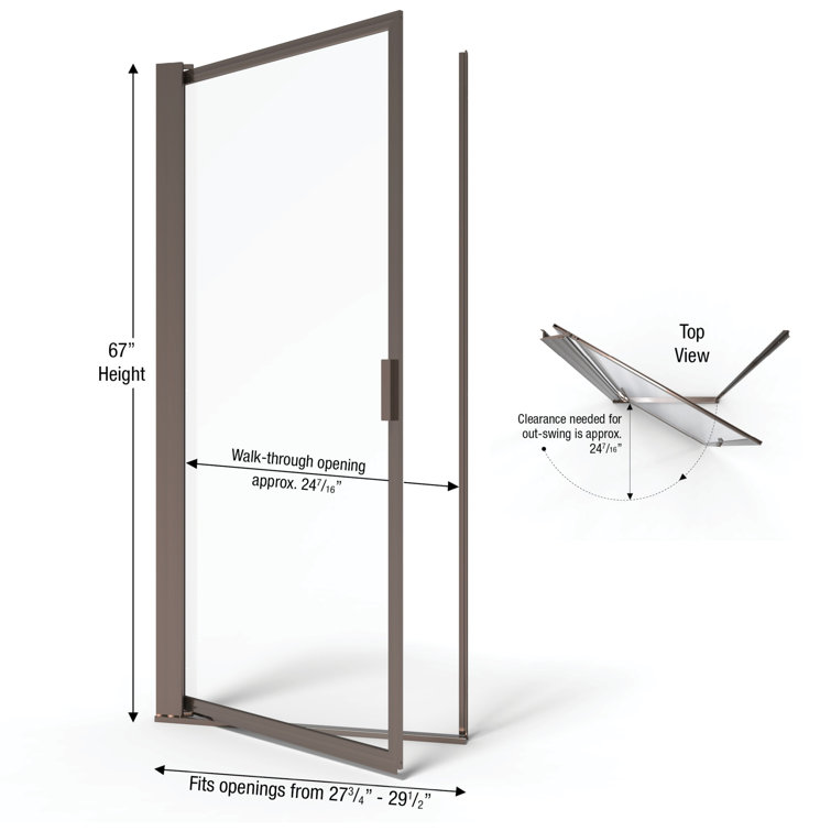 Sopora 67" Oil Rubbed Bronze Framed Pivot Shower Door