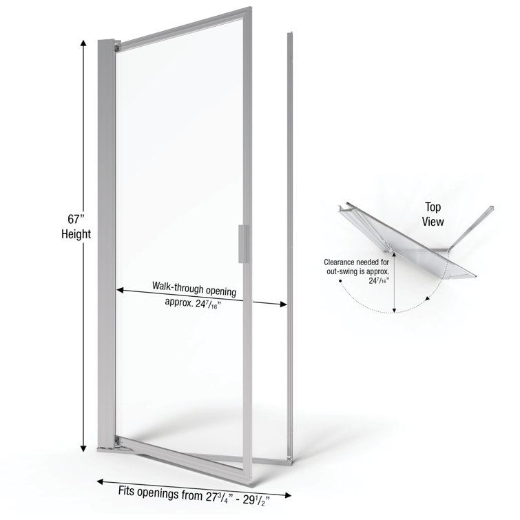 Sopora 67" Chrome Framed Clear Glass Pivot Shower Door