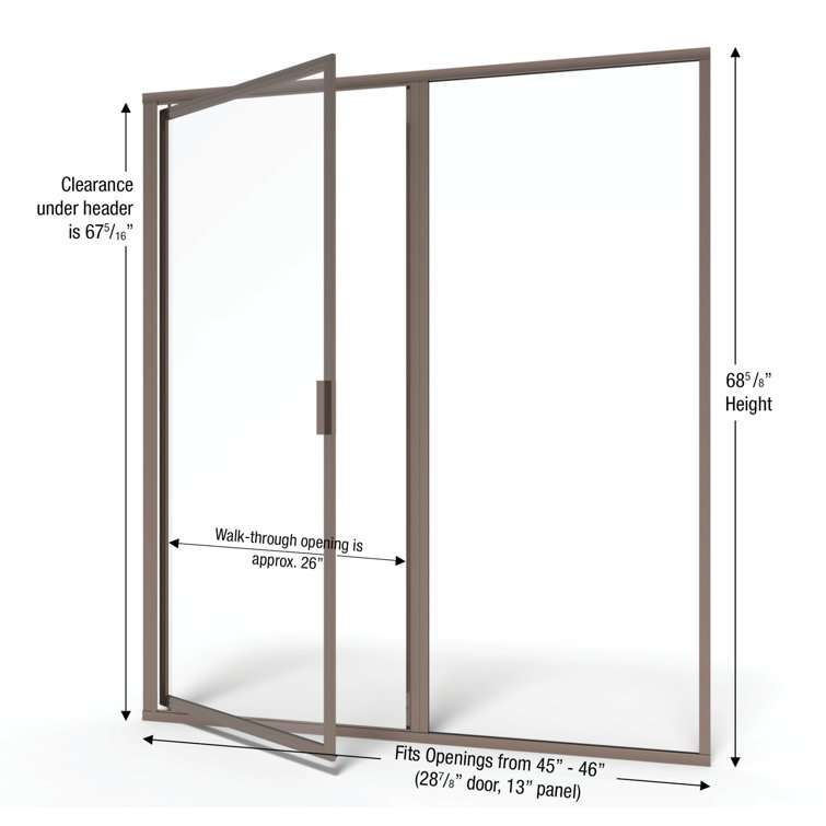 Deluxe 46" x 68.63" Oil Rubbed Bronze Framed Shower Door with Clear Glass