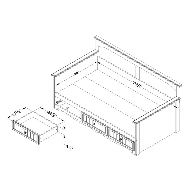 White Twin Wood Daybed with Storage Drawers