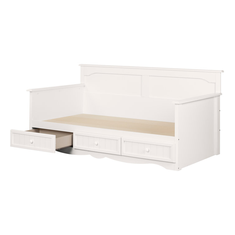 White Twin Wood Daybed with Storage Drawers