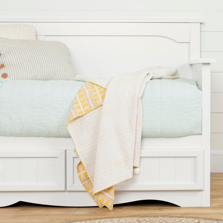 White Twin Wood Daybed with Storage Drawers