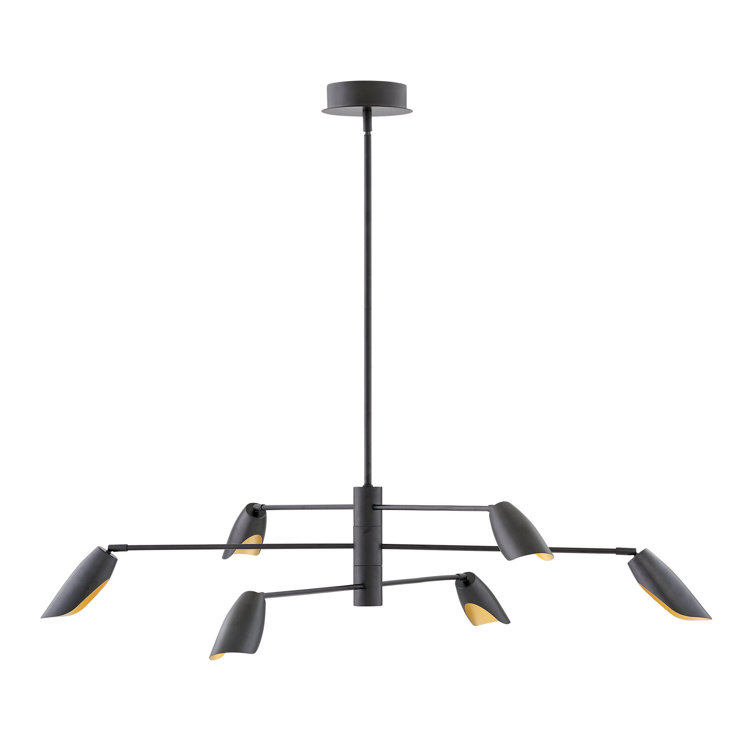 Bowery Black Sputnik 6-Light LED Chandelier, 50"Dia