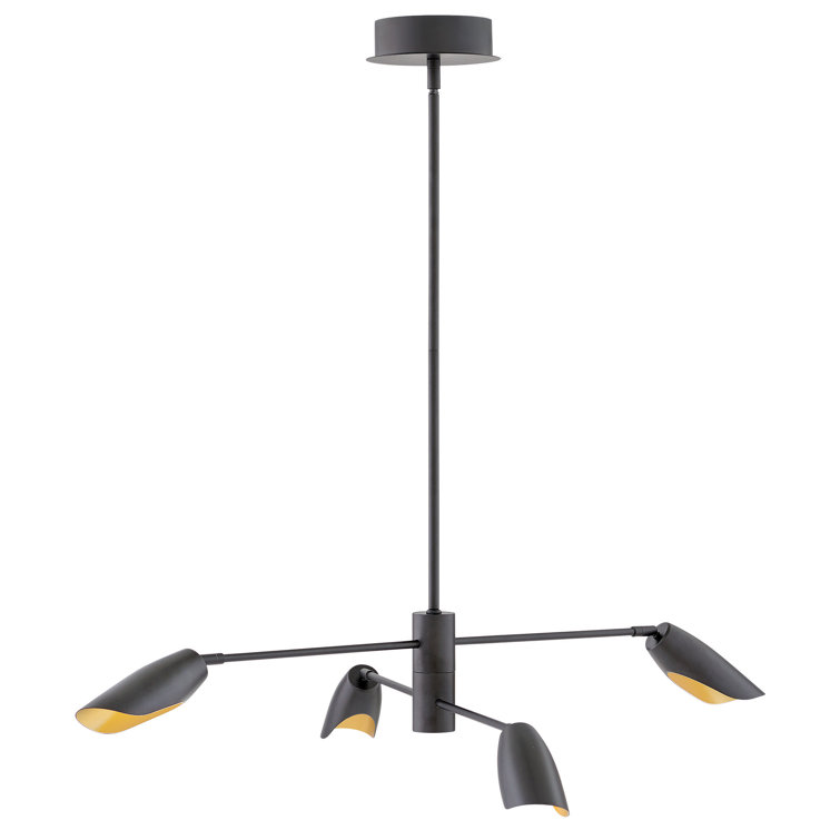 Bowery Mini 4-Light LED Chandelier in Black with Articulating Arms