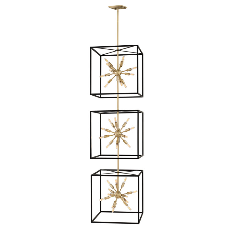 Aros Black Brass 36-Light Mid-Century Modern Chandelier