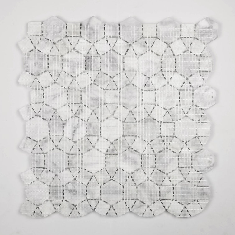 Calacatta White Marble Interlocking Mosaic Tile for Kitchen and Bathroom