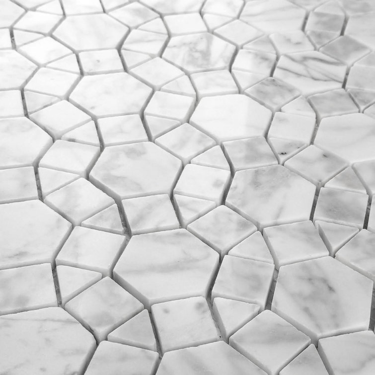 Calacatta White Marble Interlocking Mosaic Tile for Kitchen and Bathroom