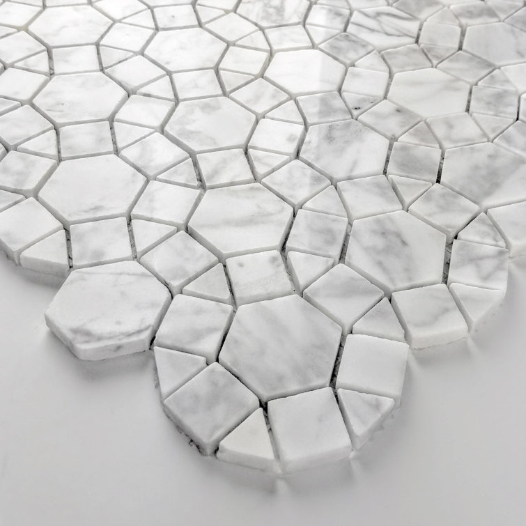 Calacatta White Marble Interlocking Mosaic Tile for Kitchen and Bathroom