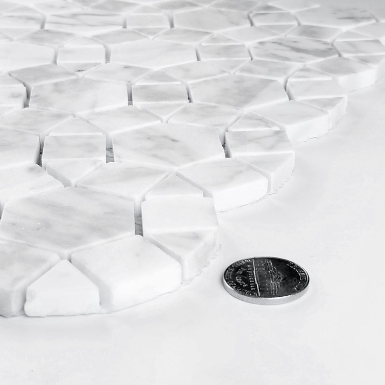 Calacatta White Marble Interlocking Mosaic Tile for Kitchen and Bathroom
