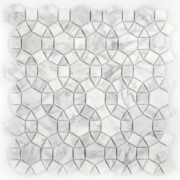 Calacatta White Marble Interlocking Mosaic Tile for Kitchen and Bathroom