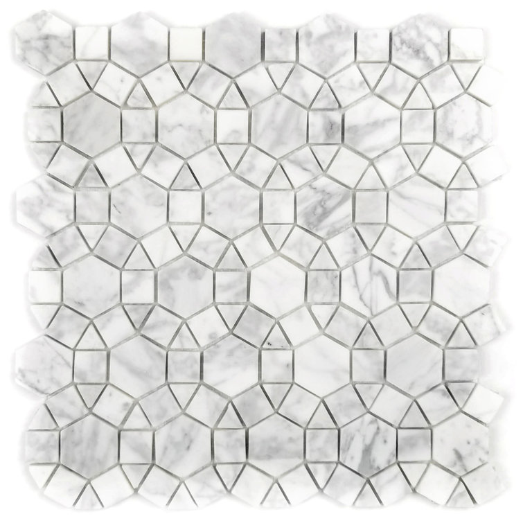 Calacatta White Marble Interlocking Mosaic Tile for Kitchen and Bathroom