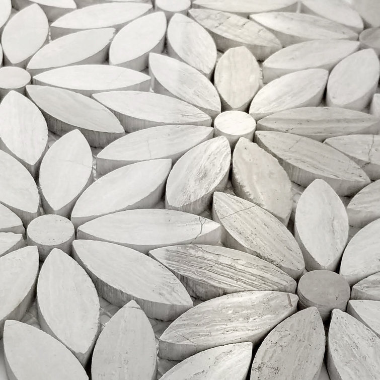 Tuscany 12x12 Beige Marble Floral Mosaic Tile