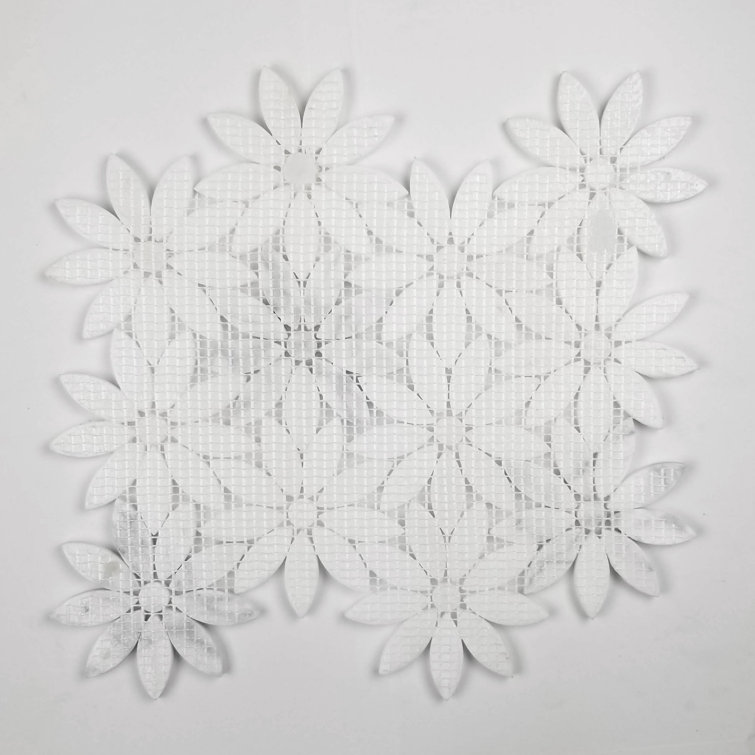 Calacatta White 12" x 12" Marble Flower Mosaic Wall Tile
