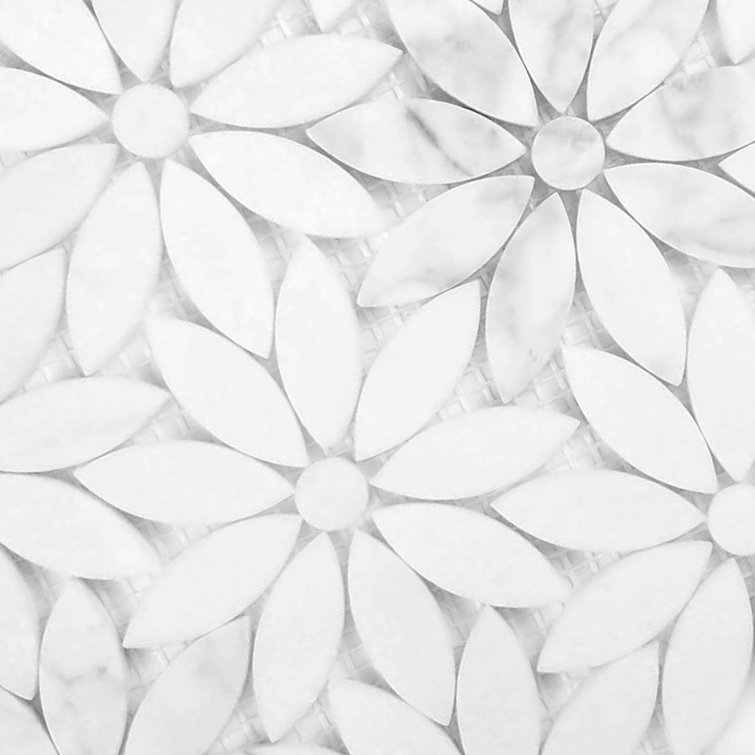 Calacatta White 12" x 12" Marble Flower Mosaic Wall Tile