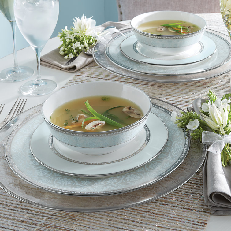 Westmore Serene Blue and White Porcelain 3-Piece Place Setting