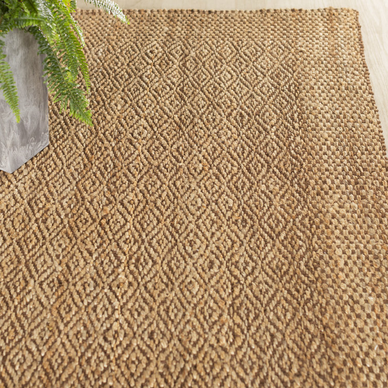 Natural Brown Geometric Wool Handwoven Area Rug