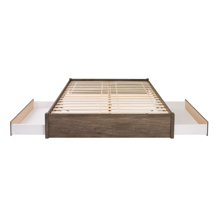Drifted Gray King-Sized 4-Post Storage Bed with Dual Drawers
