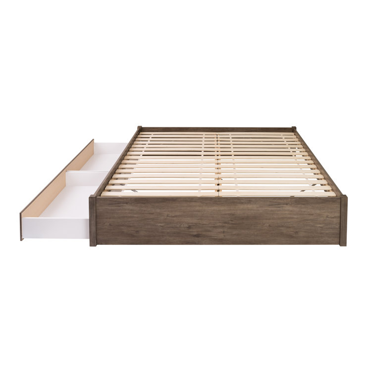 Drifted Gray King-Sized 4-Post Storage Bed with Dual Drawers