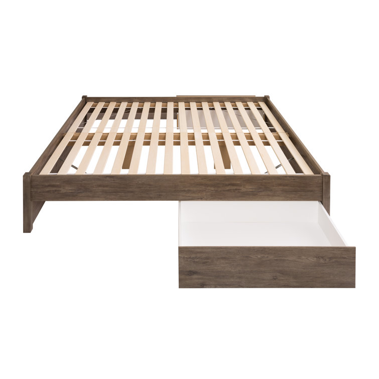 Drifted Gray King-Sized 4-Post Storage Bed with Dual Drawers