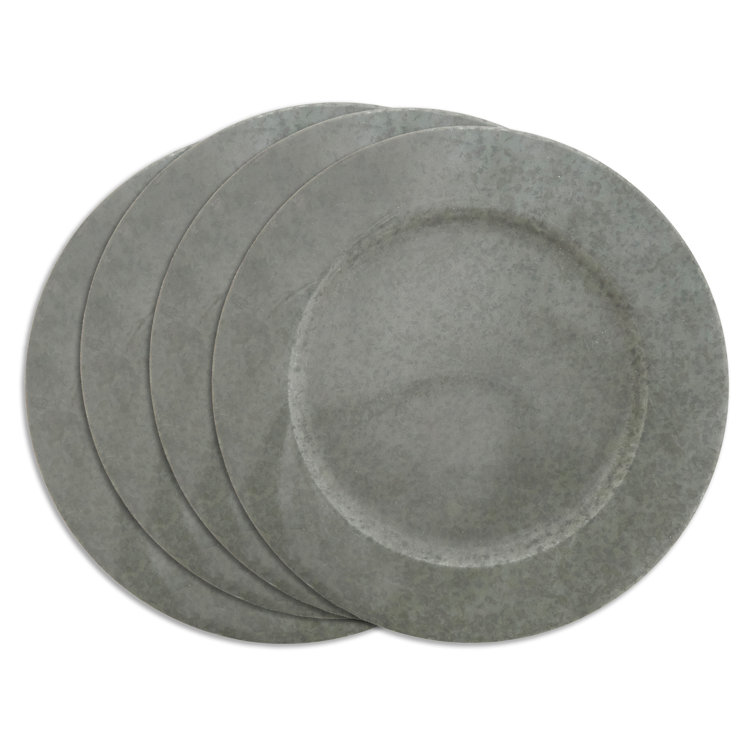 Galvanized Round Metal Charger Plate Set of 4