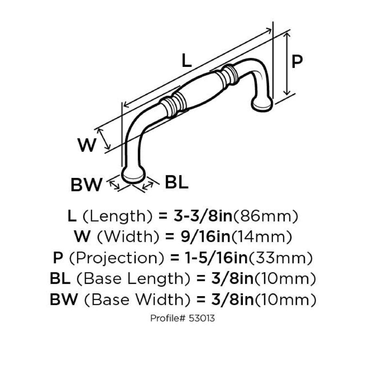 Granby 3" Polished Chrome Traditional Bar Pull