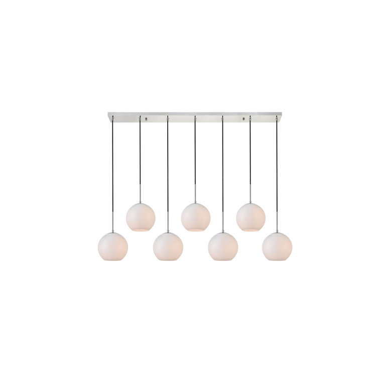 Baxter 7-Light Chrome Pendant with Frosted White Glass Spheres