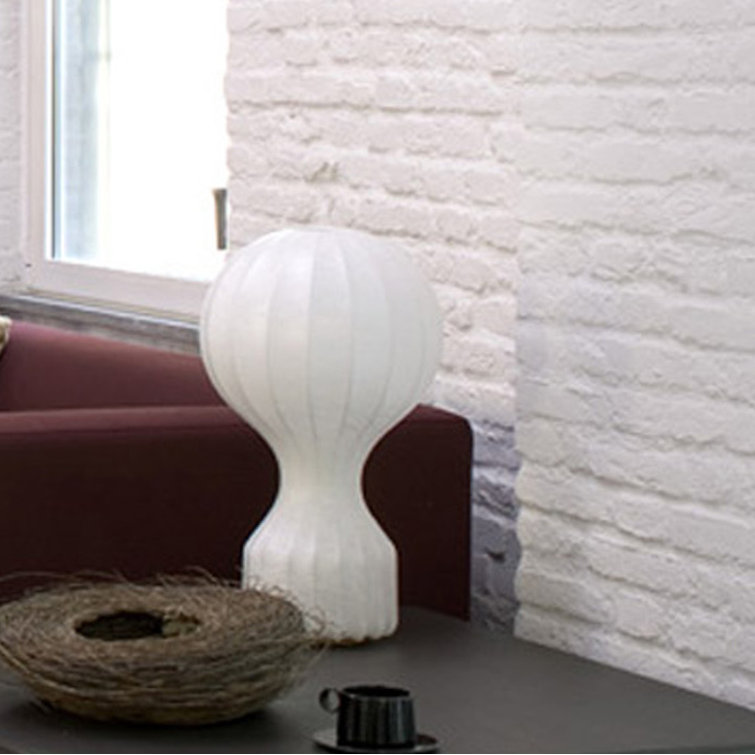 Large White Steel and Resin Table Lamp with Dimmer Control