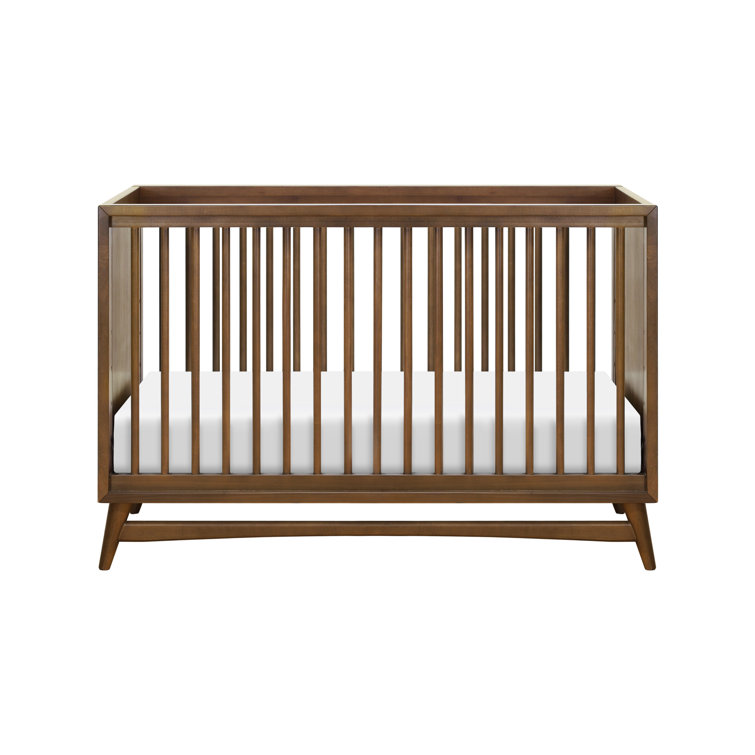 Natural Walnut Mid-Century Modern 3-in-1 Convertible Crib