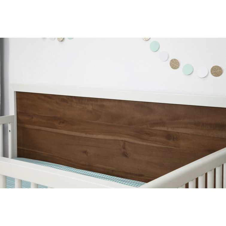 Palma White and Walnut 4-in-1 Convertible Crib with Toddler Bed Kit
