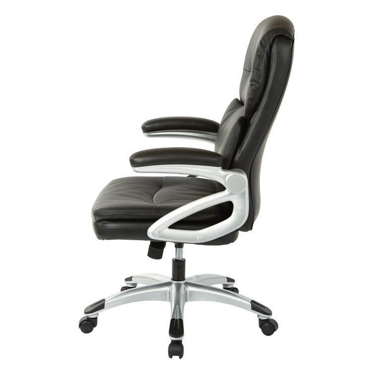 High Back Black Leather Executive Office Chair with Metal Base