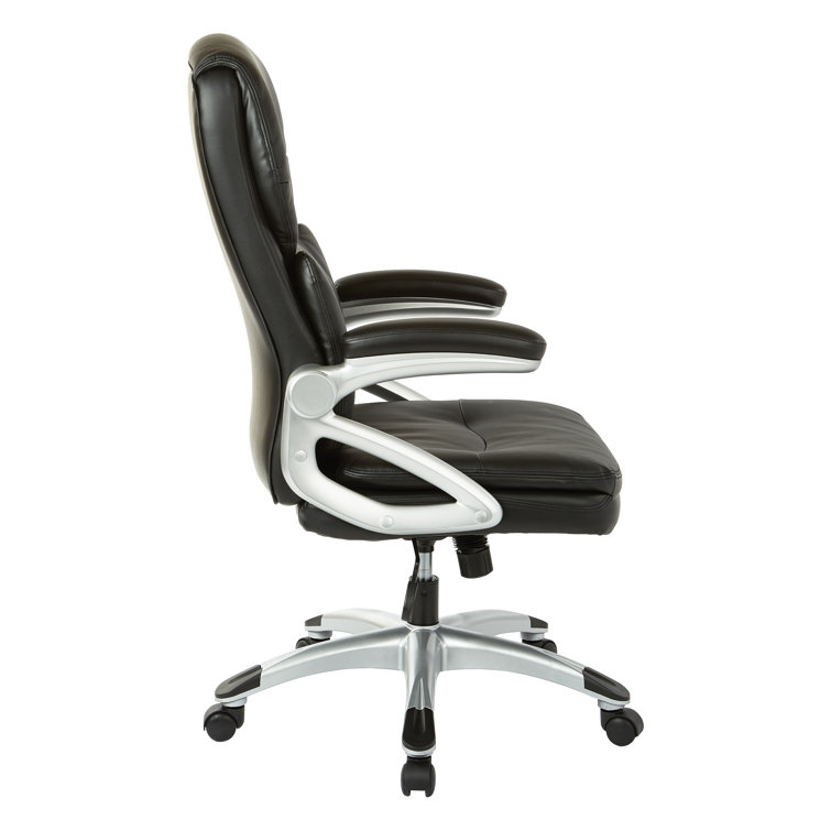 High Back Black Leather Executive Office Chair with Metal Base