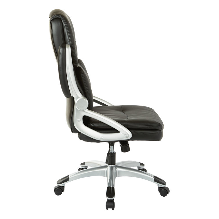 High Back Black Leather Executive Office Chair with Metal Base