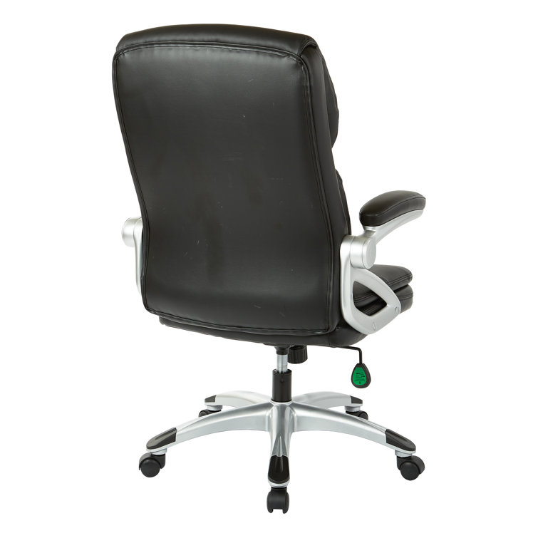 High Back Black Leather Executive Office Chair with Metal Base