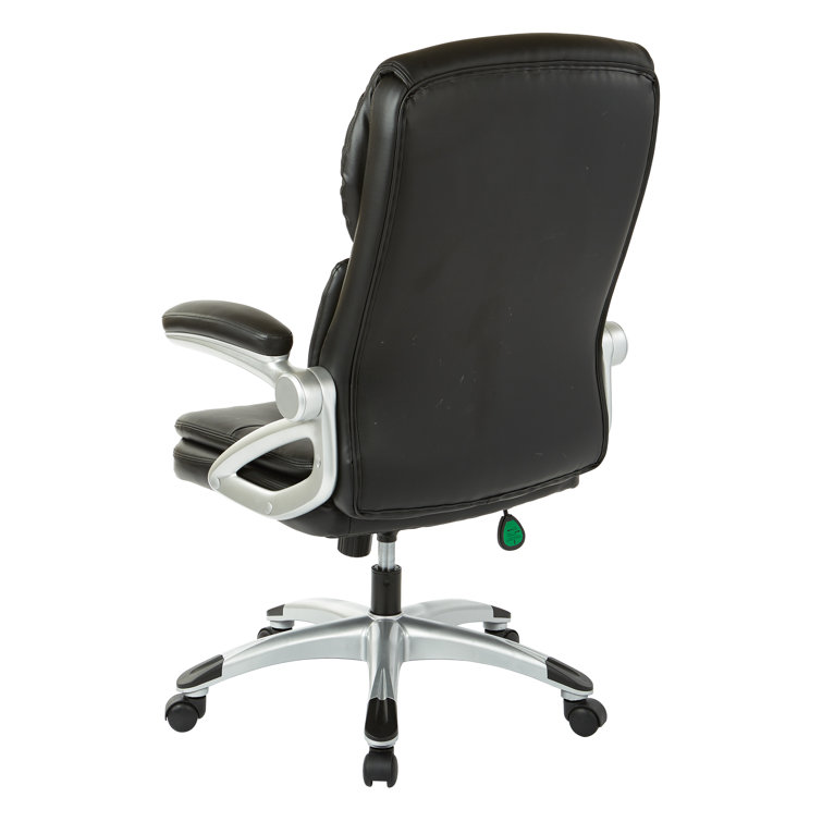 High Back Black Leather Executive Office Chair with Metal Base