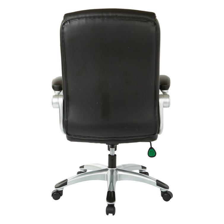 High Back Black Leather Executive Office Chair with Metal Base