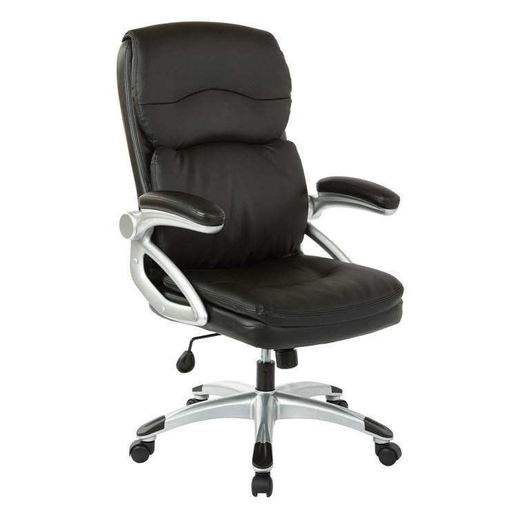 High Back Black Leather Executive Office Chair with Metal Base