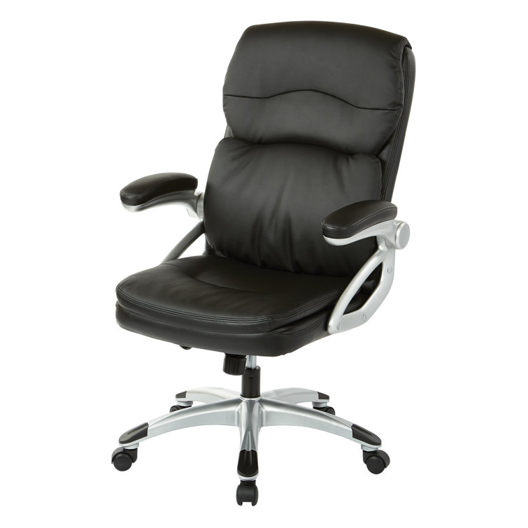 High Back Black Leather Executive Office Chair with Metal Base