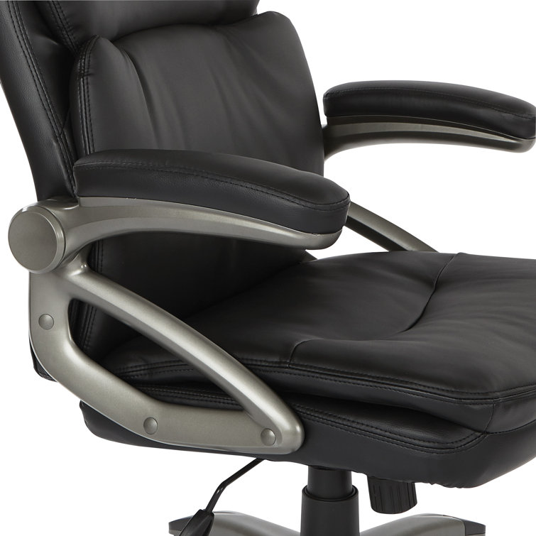 High Back Black Leather Executive Office Chair with Metal Base