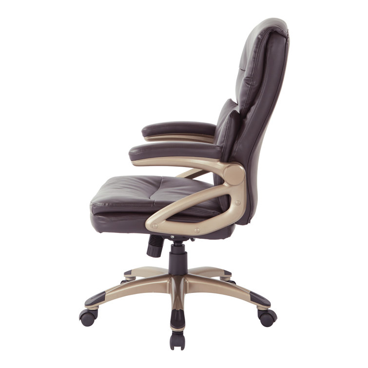 High Back Black Leather Executive Office Chair with Metal Base
