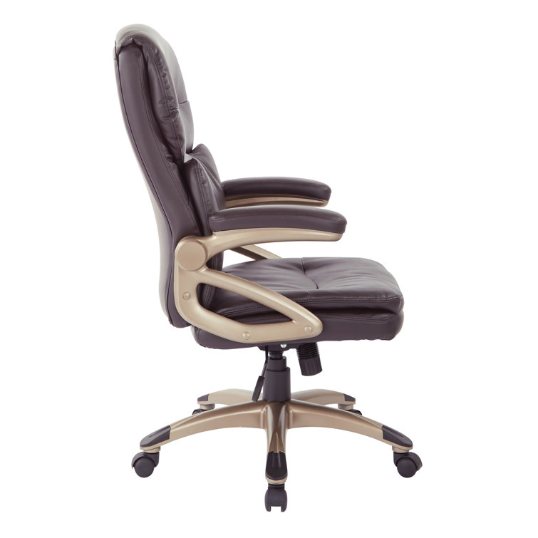 High Back Black Leather Executive Office Chair with Metal Base
