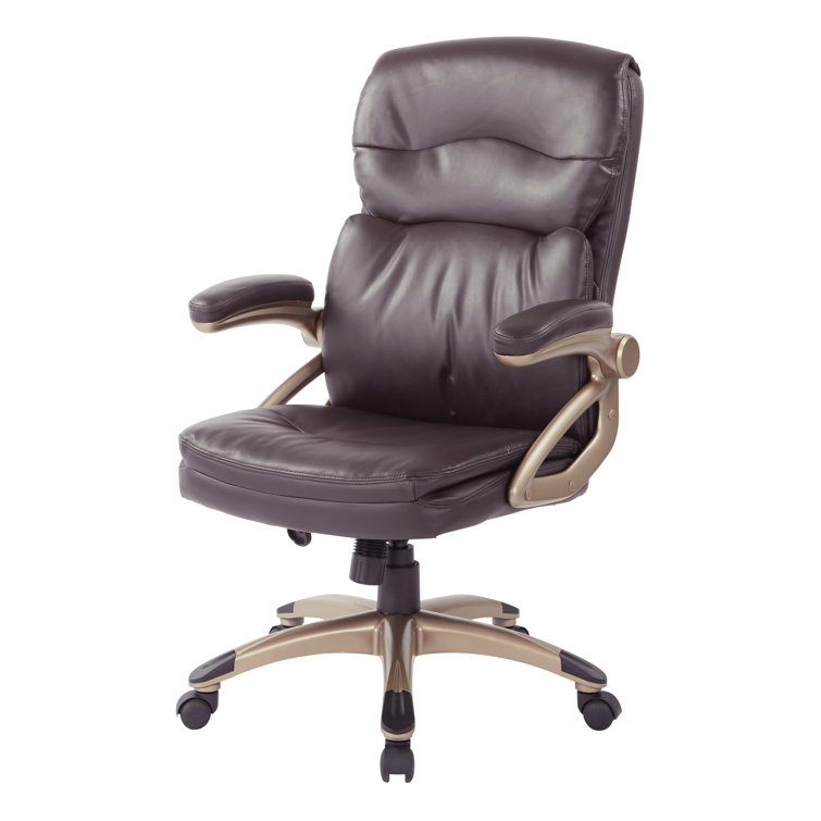 High Back Black Leather Executive Office Chair with Metal Base